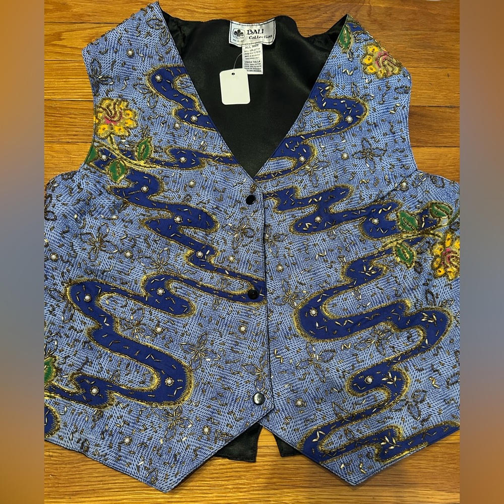 Vintage Bali collection sequin pearl vest 19 pit to pit